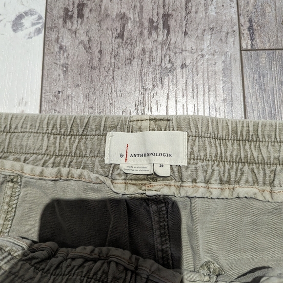 Anthropologie green drawl string elastic waist cargo pants ankle size 29 - Picture 6 of 6